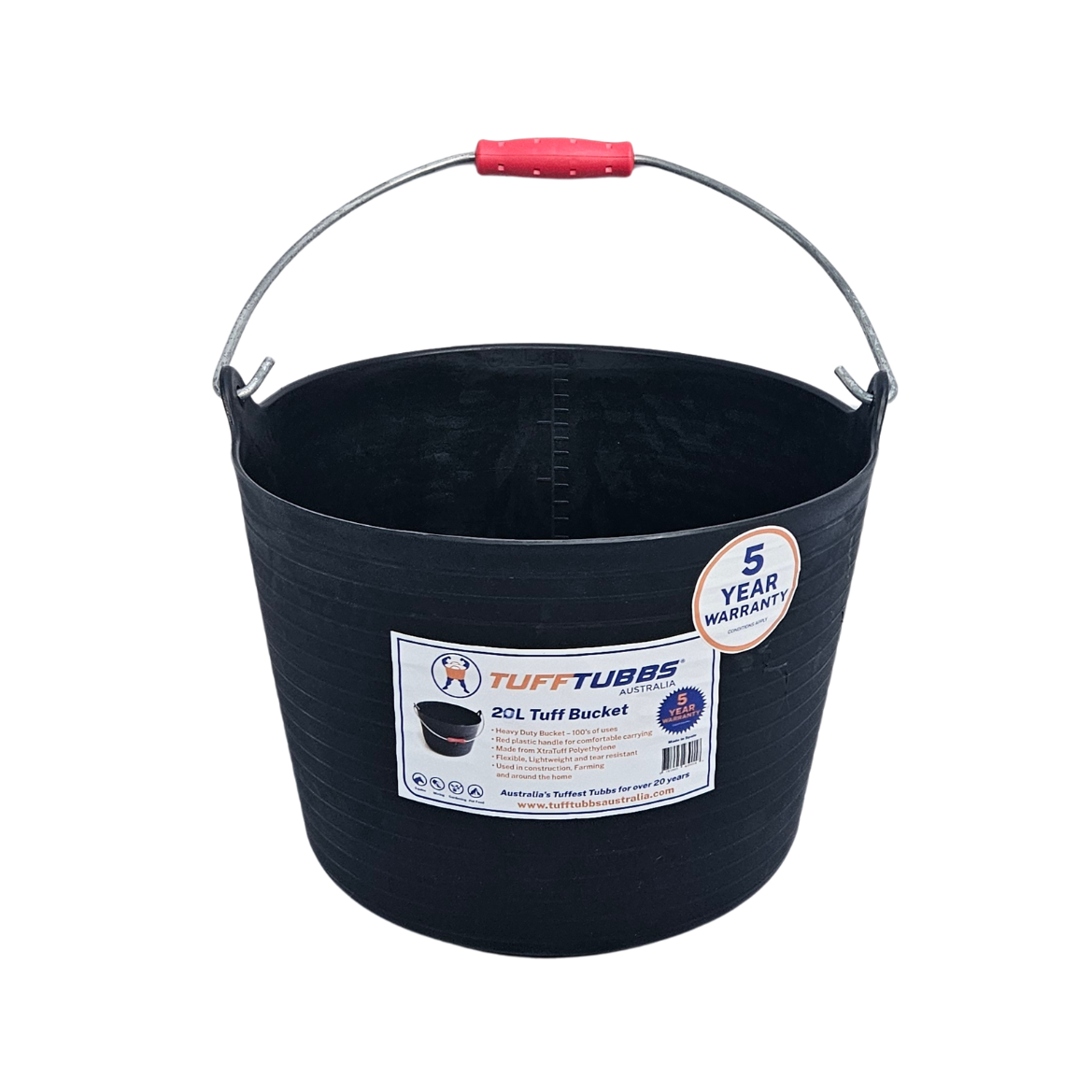 Tuff Tub 20L Red Handle Flexi Bucket